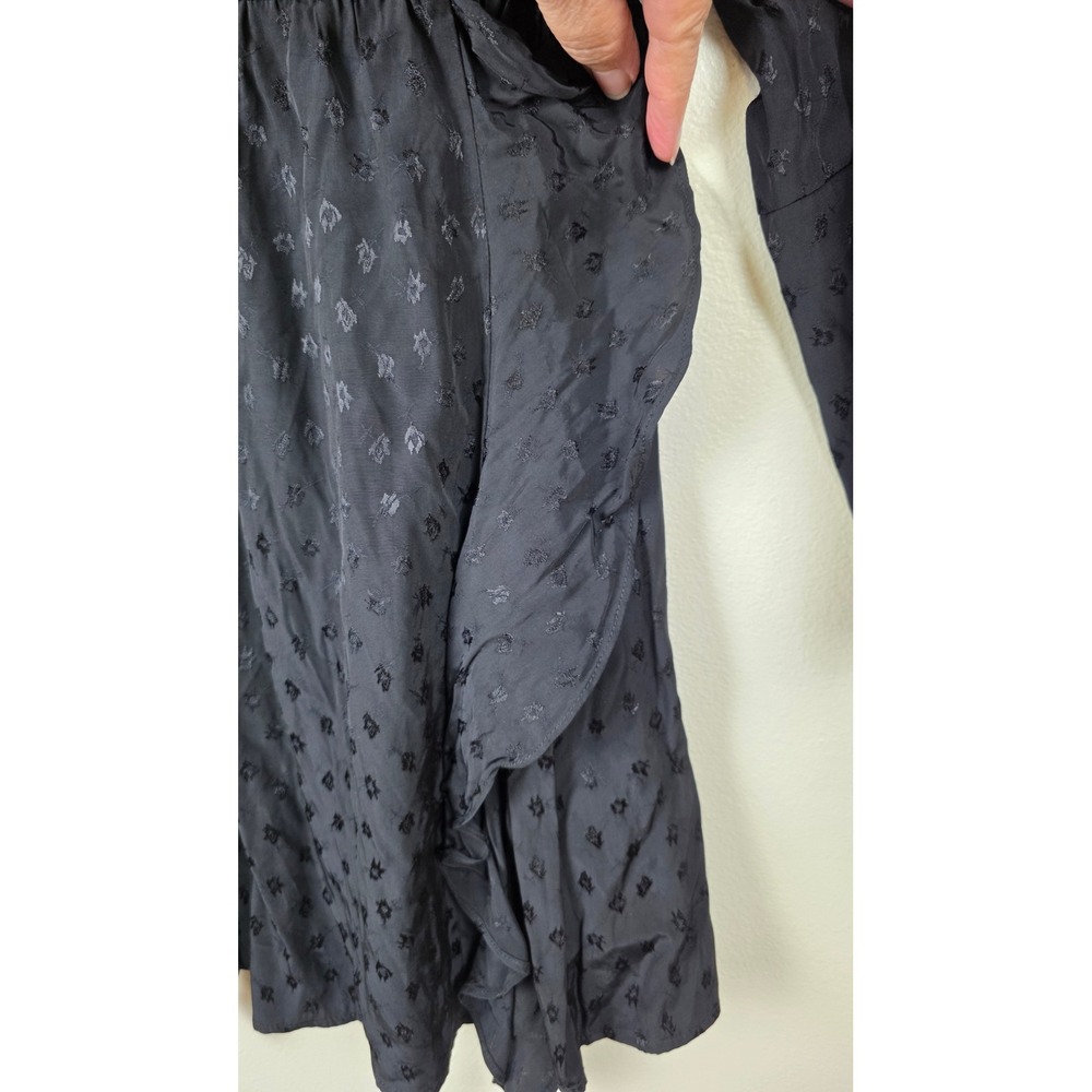 WAYF Mini Dress Womens Size S Black Jacquard Ruffle Square Neck Puff Sleeve - Picture 12 of 15